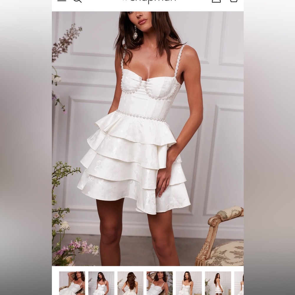 V Chapman The Luciana Dress in White Baroque Flora